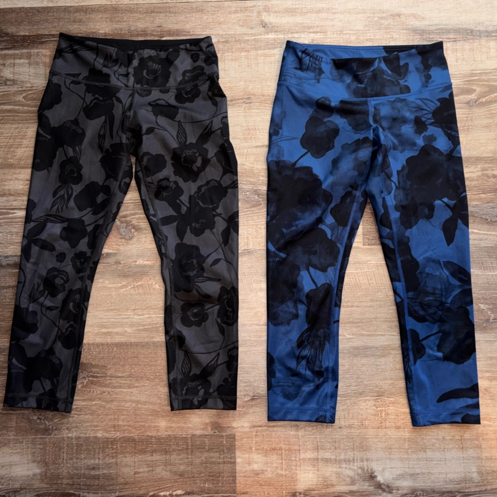 lululemon athletica Floral Print Capris - Black & Blue
